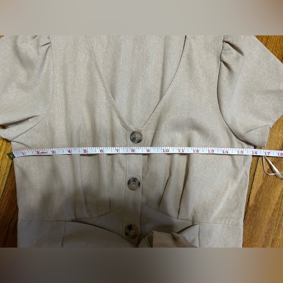 NWT Blashe Button Down Dress Size S Tie Belt Collared Short Sleeve Linen Blend - Picture 5 of 8